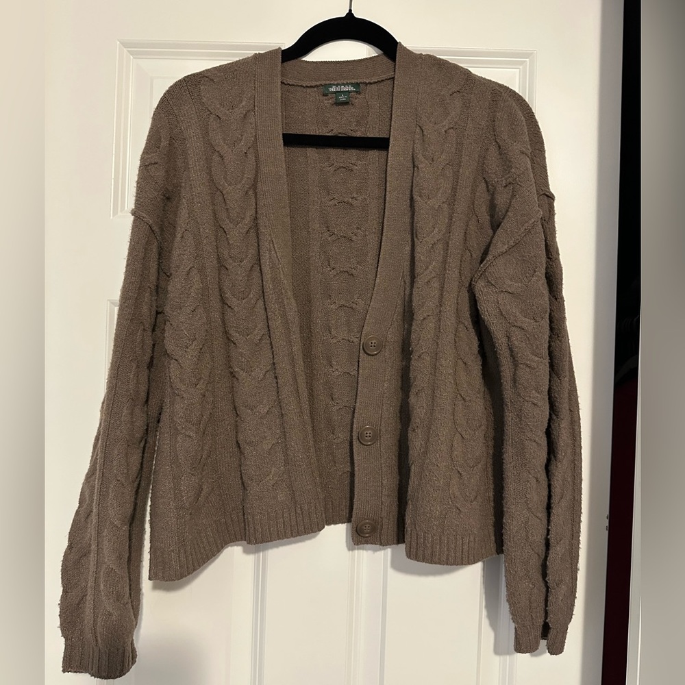 Wild Fable Taupe Cable Knit Cardigan